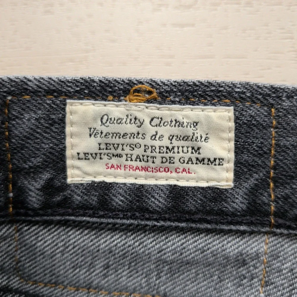 Levis Premium 501 93 Mens Washed Black Gray Denim Cut Off Shorts Size 36